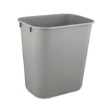 Deskside Plastic Wastebasket, Rectangular, 3.5 Gal, Gray