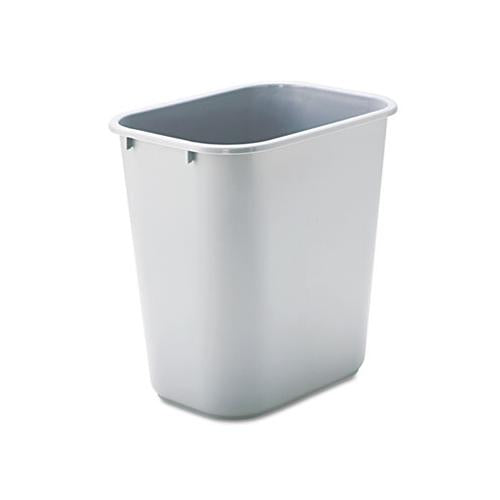 Deskside Plastic Wastebasket, Rectangular, 7 Gal, Gray