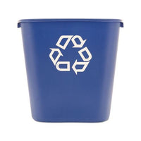 Medium Deskside Recycling Container, Rectangular, Plastic, 28.13 Qt, Blue