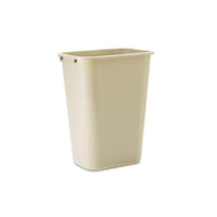 Deskside Plastic Wastebasket, Rectangular, 10.25 Gal, Beige