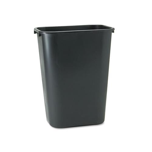 Deskside Plastic Wastebasket, Rectangular, 10.25 Gal, Black