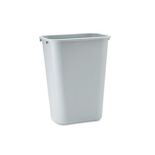 Deskside Plastic Wastebasket, Rectangular, 10.25 Gal, Gray