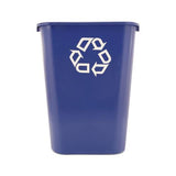 Large Deskside Recycle Container With Symbol, Rectangular, Plastic, 41.25 Qt, Blue