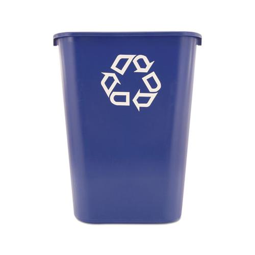 Large Deskside Recycle Container With Symbol, Rectangular, Plastic, 41.25 Qt, Blue