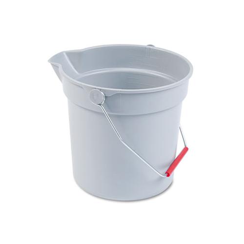 10 Quart Plastic Utility Pail, 10 1-2 Diameter X 10 1-4h, Gray Plastic