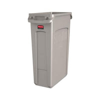 Slim Jim Receptacle With Venting Channels, Rectangular, Plastic, 23 Gal, Beige