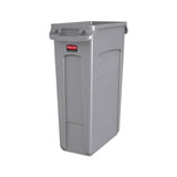 Slim Jim Receptacle With Venting Channels, Rectangular, Plastic, 23 Gal, Gray