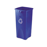 Recycled Untouchable Square Recycling Container, Plastic, 23 Gal, Blue