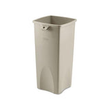 Untouchable Square Waste Receptacle, Plastic, 23 Gal, Beige