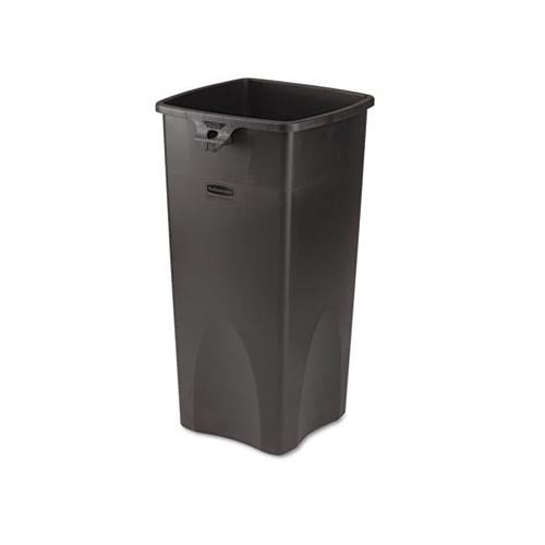 Untouchable Square Waste Receptacle, Plastic, 23 Gal, Black