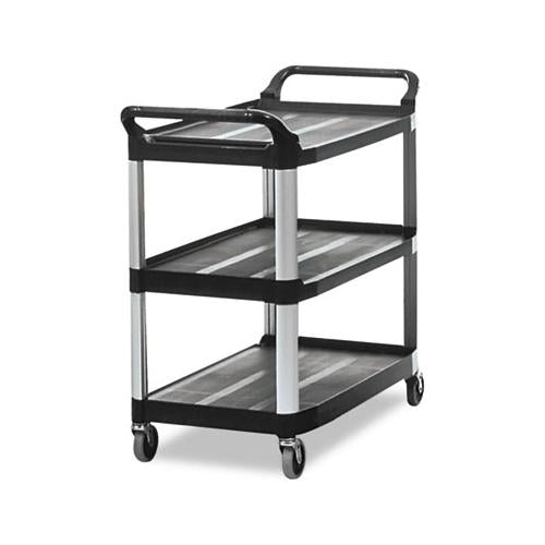 Open Sided Utility Cart, Three-shelf, 40.63w X 20d X 37.81h, Black