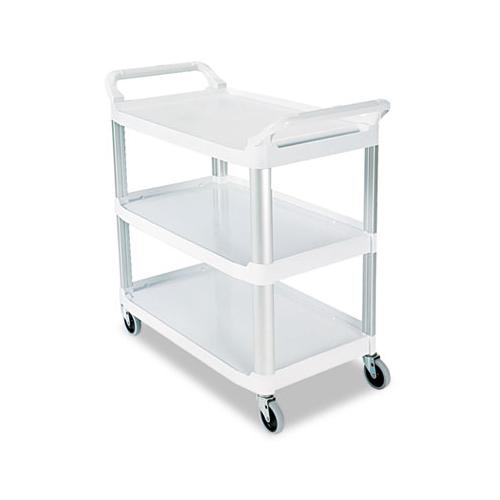 Open Sided Utility Cart, Three-shelf, 40.63w X 20d X 37.81h, Off-white