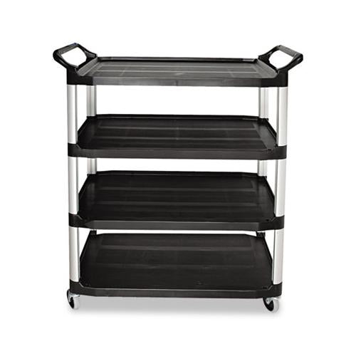 Open Sided Utility Cart, Four-shelf, 40.63w X 20d X 51h, Black