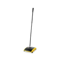 Dual Action Sweeper, Boar-nylon Bristles, 44" Steel-plastic Handle, Black-yellow