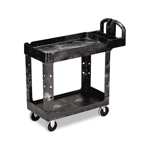 Heavy-duty Utility Cart, Two-shelf, 17.13w X 38.5d X 38.88h, Black
