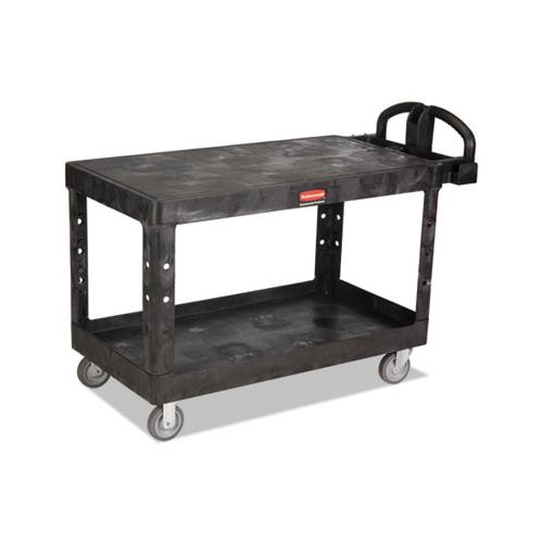 Heavy-duty 2-shelf Utility Cart, Tpr Casters, 25.25w X 54d X 36h, Black