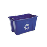 Stacking Recycle Bin, Rectangular, Polyethylene, 18 Gal, Blue