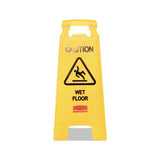 Caution Wet Floor Floor Sign, Plastic, 11 X 12 X 25, Bright Yellow