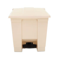 Indoor Utility Step-on Waste Container, Square, Plastic, 8 Gal, Beige