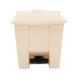 Indoor Utility Step-on Waste Container, Square, Plastic, 8 Gal, Beige