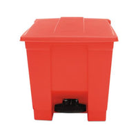 Indoor Utility Step-on Waste Container, Square, Plastic, 8 Gal, Red