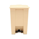 Indoor Utility Step-on Waste Container, Square, Plastic, 12 Gal, Beige