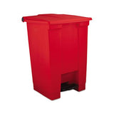 Indoor Utility Step-on Waste Container, Square, Plastic, 12 Gal, Red