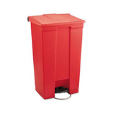 Indoor Utility Step-on Waste Container, Rectangular, Plastic, 23 Gal, Red
