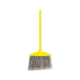 Angled Large Broom, Poly Bristles, 46 7-8" Metal Handle, Yellow-gray