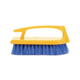 Long Handle Scrub Brush, 6" Brush, Yellow Plastic Handle-blue Bristles