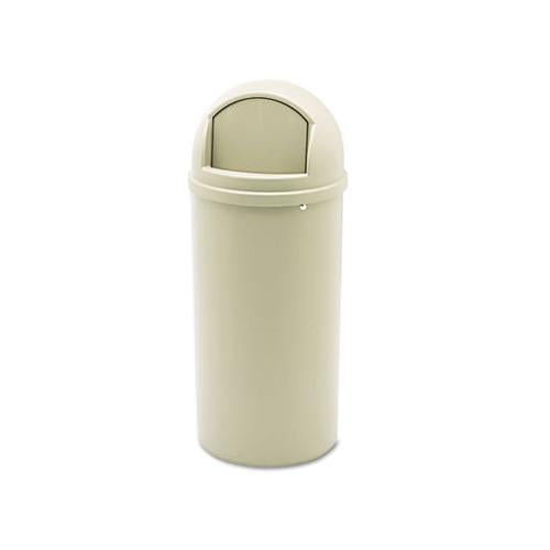 Marshal Classic Container, Round, Polyethylene, 15 Gal, Beige