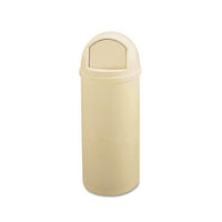 Marshal Classic Container, Round, Polyethylene, 25 Gal, Beige