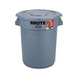 Brute Container With Lid, Round, Plastic, 32 Gal, Gray