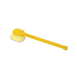Long Handle Scrub, 20" Long Plastic Handle, Gray Handle W-yellow Bristles