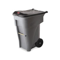 Brute Rollout Heavy-duty Waste Container, Square, Polyethylene, 65 Gal, Gray