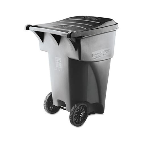 Brute Rollout Heavy-duty Waste Container, Square, Polyethylene, 95 Gal, Gray