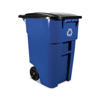 Brute Recycling Rollout Container, Square, 50 Gal, Blue