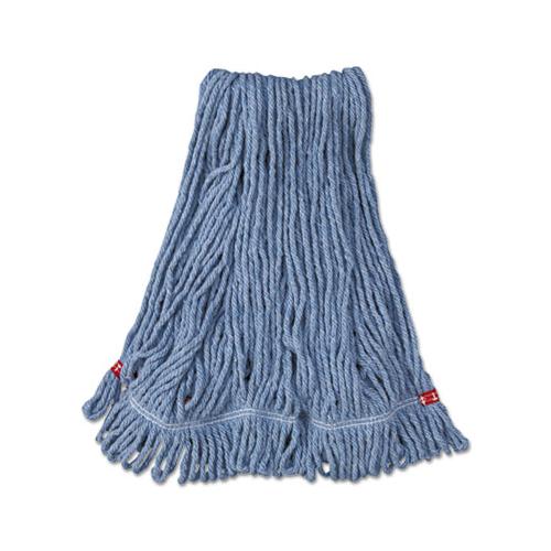 Web Foot Wet Mop Head, Shrinkless, Cotton-synthetic, Blue, Medium, 6-carton