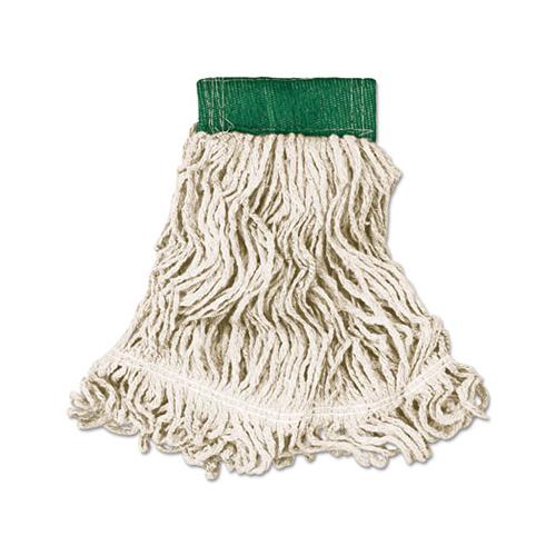 Super Stitch Looped-end Wet Mop Head, Cotton-synthetic, Medium, Green-white