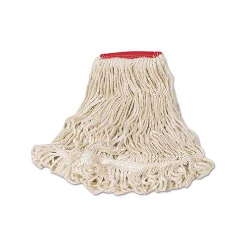 Super Stitch Looped-end Wet Mop Head, Cotton-synthetic, Large Size, Red-white