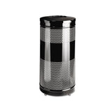 Classics Perforated Open Top Receptacle, Round, Steel, 28 Gal, Black