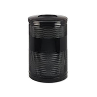 Classics Perforated Open Top Receptacle, Round, Steel, 51 Gal, Black