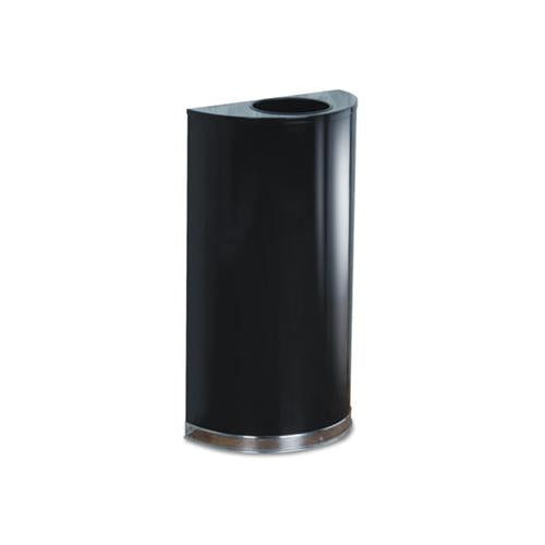 European And Metallic Series Open Top Receptacle, Half-round, 12 Gal, Black-chrome