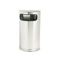 European And Metallic Series Receptacle, Half-round, 9 Gal, Satin Stainless