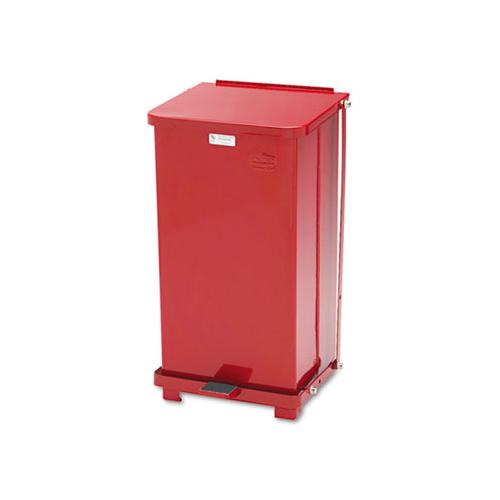 Defenders Biohazard Step Can, Square, Steel, 12 Gal, Red