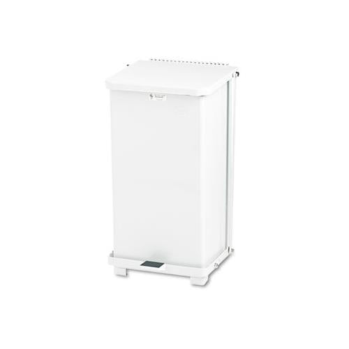 Defenders Biohazard Step Can, Square, Steel, 12 Gal, White