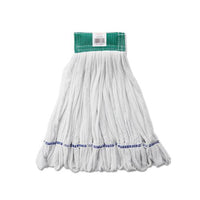 Rough Floor Mop Head, Medium, Cotton-synthetic, White, 12-carton