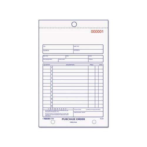 Purchase Order Book, Bottom Punch, 5 1-2 X 7 7-8, 3-part Carbonless, 50 Forms