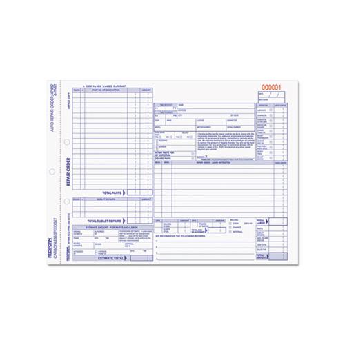 Four-part Auto Repair Form, 11 X 8 1-2, Four-part Carbonless, 50 Forms