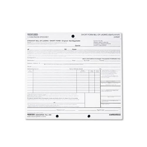 Bill Of Lading, Short Form, 7 X 8 1-2, Three-part, 50 Loose Form Sets-pack